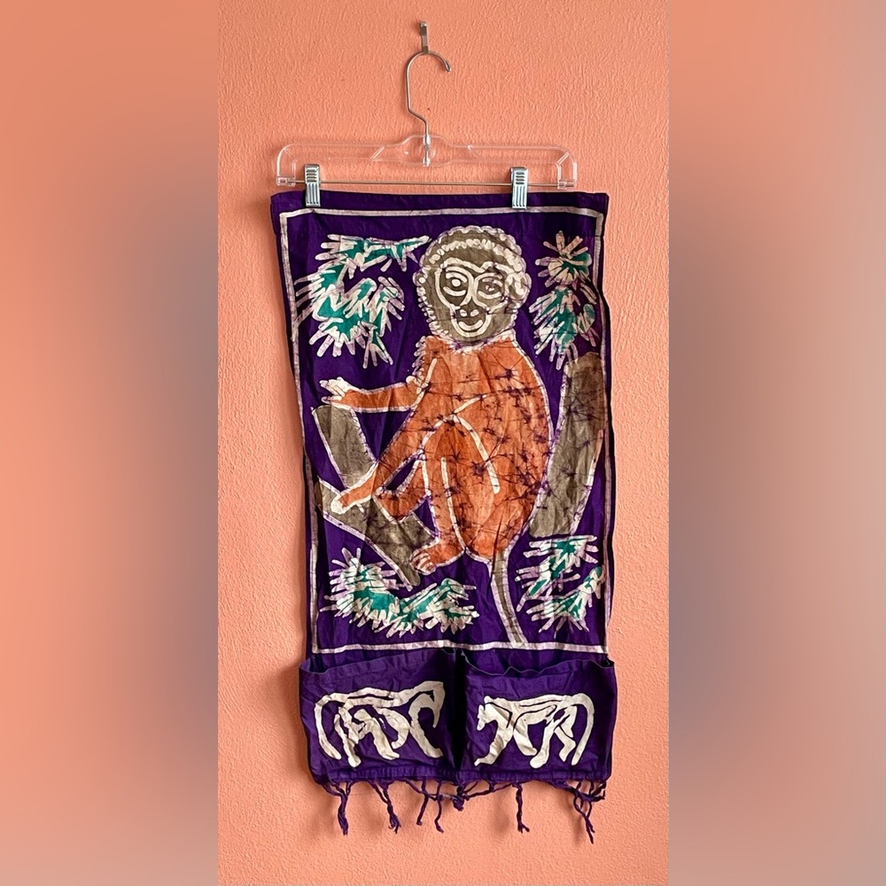 Ghanaian Hand Dyed Batik Wall Hanging with Pockets